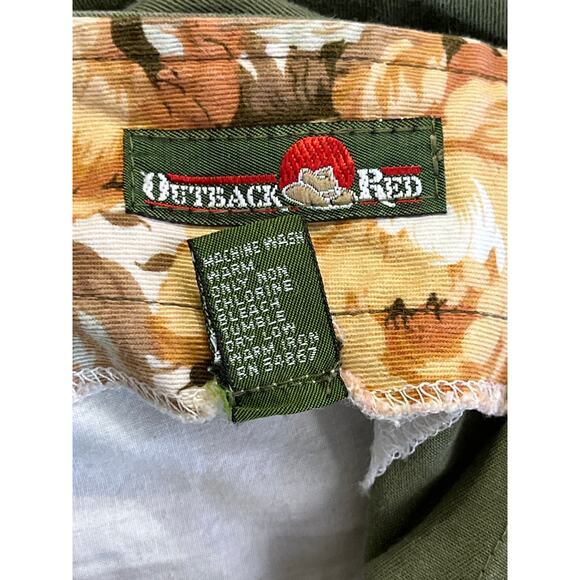 Vintage Outback Red Pleated High Waist Trousers Olive Green 100% Cotton Pants S - Picture 6 of 7